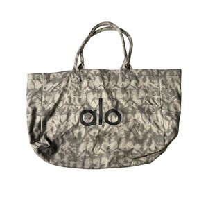 Alo Grey Patterned Canvas Tote Bag